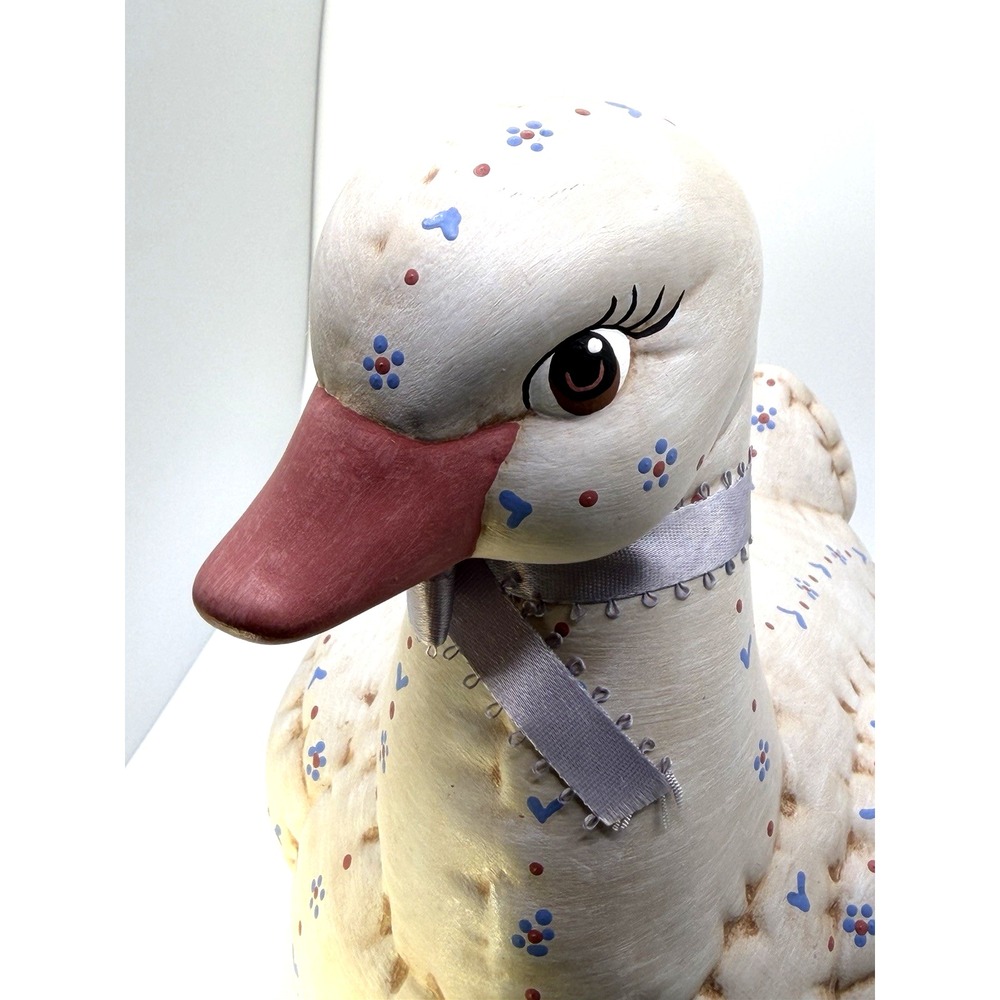Vtg Ribbon Duck Lg 1982 Kimple Ceramic Garndmacore Cottagecore Quilted Folk Art - Picture 9 of 9